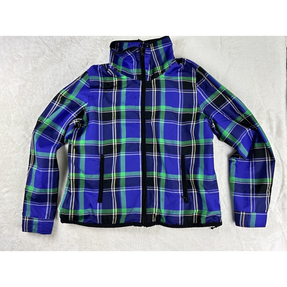 Lauren Ralph Lauren Active Jacket Womens Size Small* Plaid Purple Green Full Zip